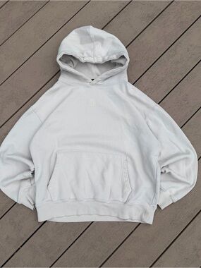 Ninth Hall Fundamentals Hoodie Relaxed Boxy Fit Fleece Sweatshirt Cream Mens M